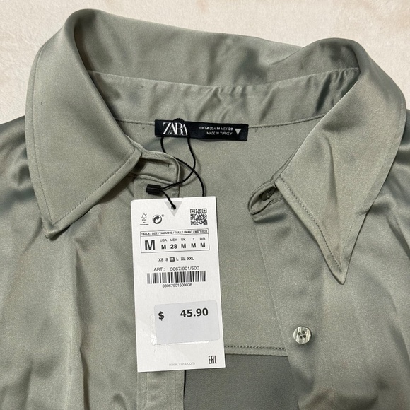 NWT Zara Fitted Satin Tailored Shirt - Picture 5 of 6